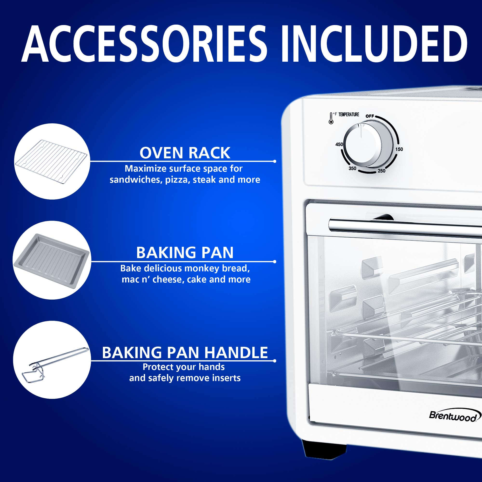 Brentwood AF-2400SI 24-Quart Convection Air Fryer Toaster Oven with 60-Minute Timer - Silver - Perfect for Baking, Roasting, and Air Frying - Ideal for Small Kitchens, Dorms, and Apartments