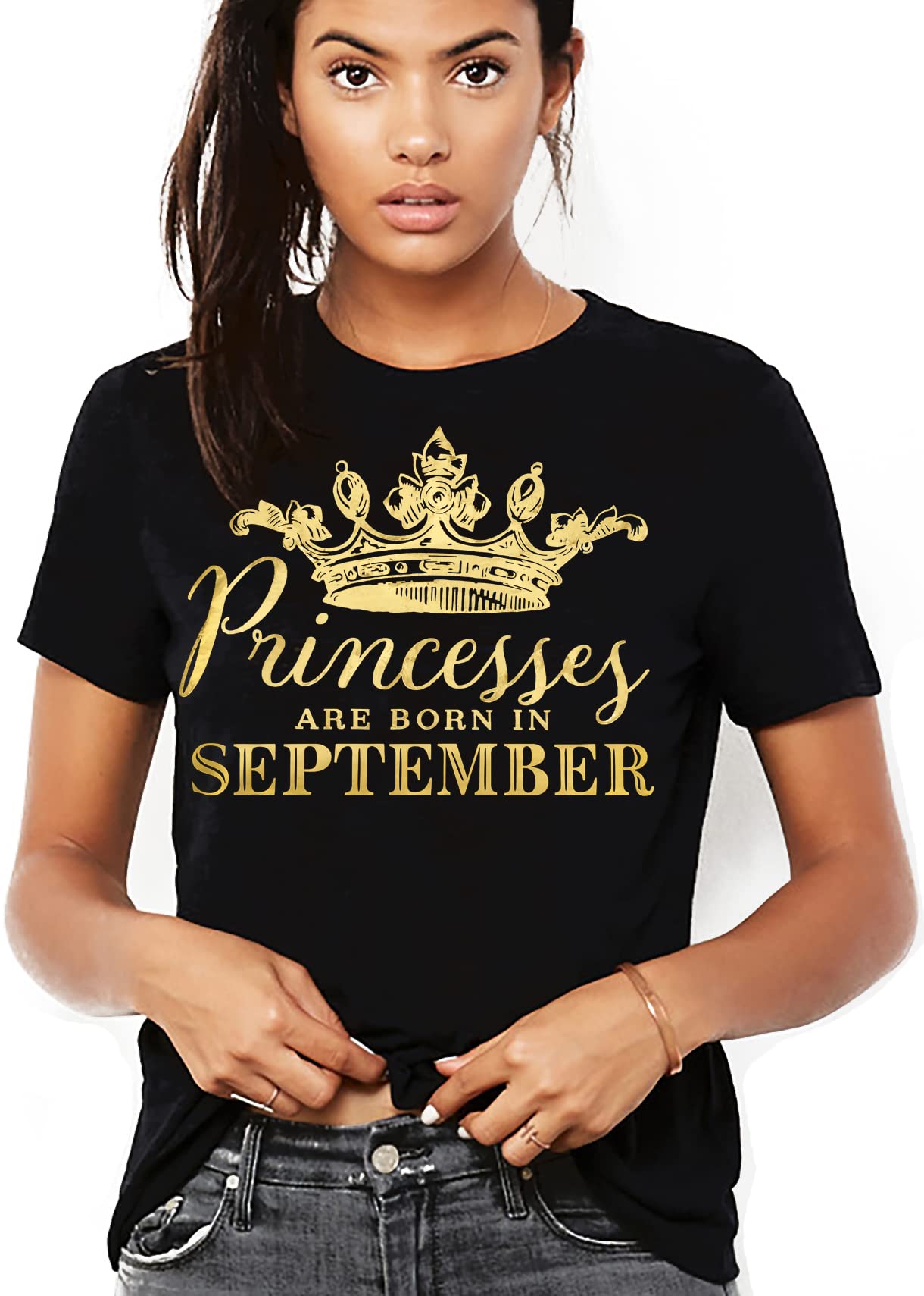 Rhinestone Sash Birthday Girl T-Shirt for Women | Sparkling Birthday Party Outfit | Cute Birthday Squad Crew Tee for Girls Night Out & Bachelorette Parties