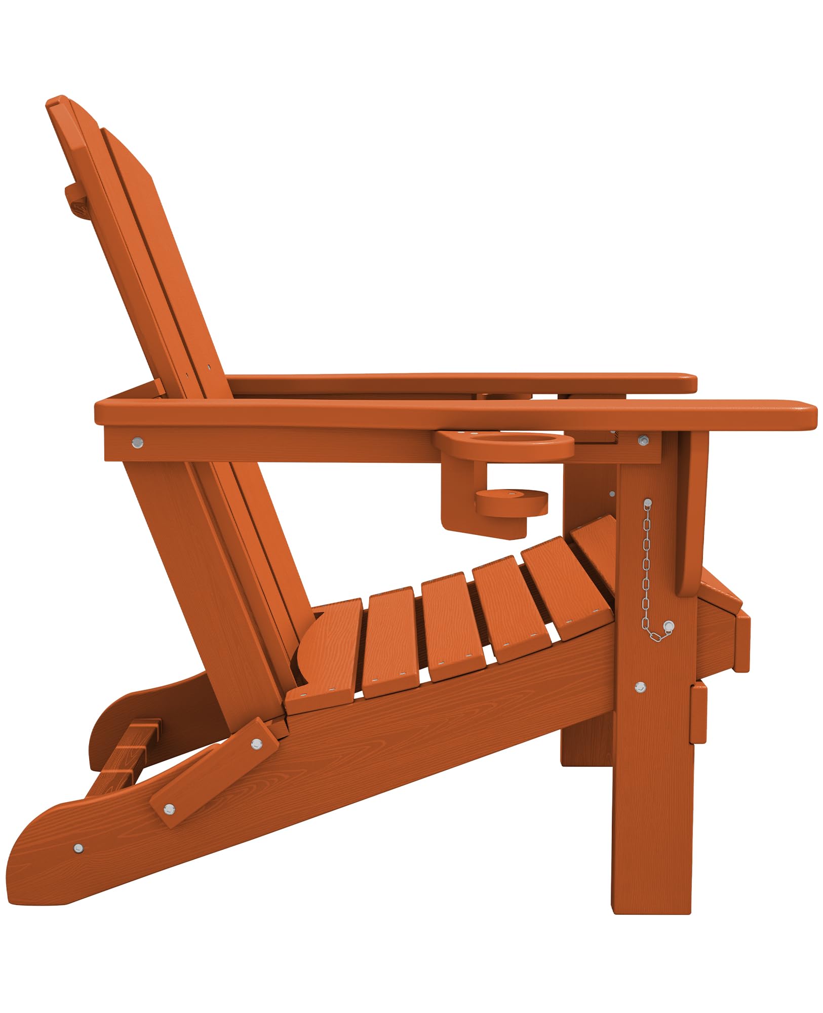 Premium SERWALL Adirondack Chair with Cup Holders - Durable HDPE Composite Outdoor Patio Furniture - All-Weather Resistant - Orange - Perfect for Backyard, Garden, Poolside & Deck Relaxation