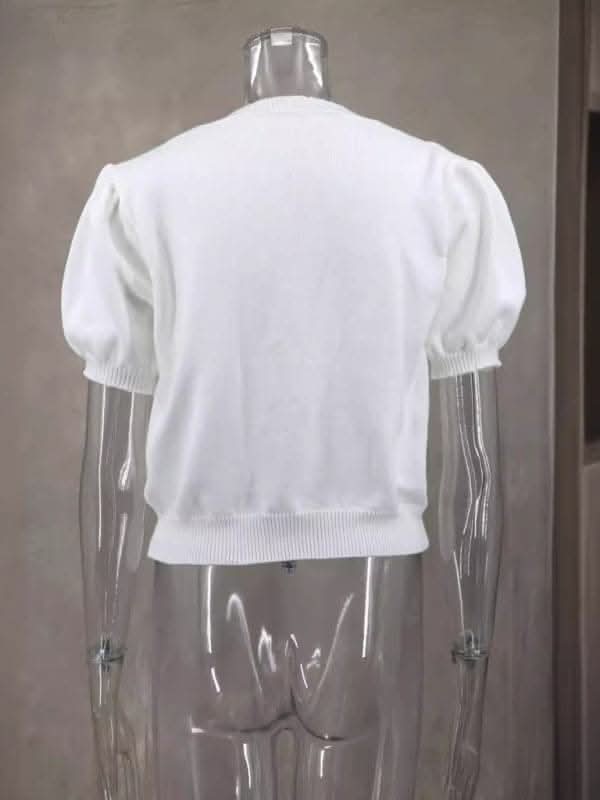 Stylish Women's Short Sleeve V-Neck Sweater - Soft Casual Knit Top for Spring & Summer - Perfect for Office, Dating & Weekend Outings