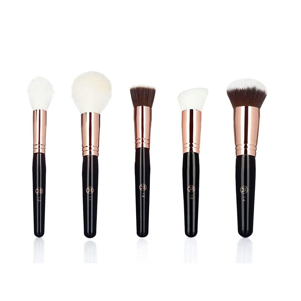 Professional 5-Piece Makeup Brush Set - Premium Fiber Brushes for Foundation, Powder, Concealer, Blush & Contouring | Face, Eye & Hair Makeup Tools with Beauty Blender | Perfect for Daily Makeup, Professional Salon & Travel