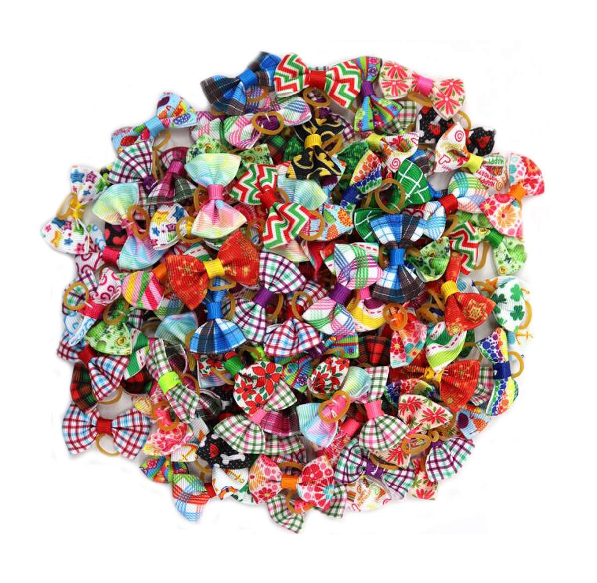 20 Pcs Plaid Dog Bows - Pet Grooming Hair Accessories for Topknot & Playtime