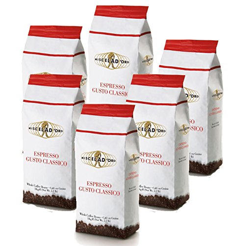 Miscela D'oro Gusto Classico Whole Bean Coffee - 6 Pack of 2.2lb Bags for Rich Espresso | Perfect for Home Brewing, Cafes & Italian Coffee Lovers