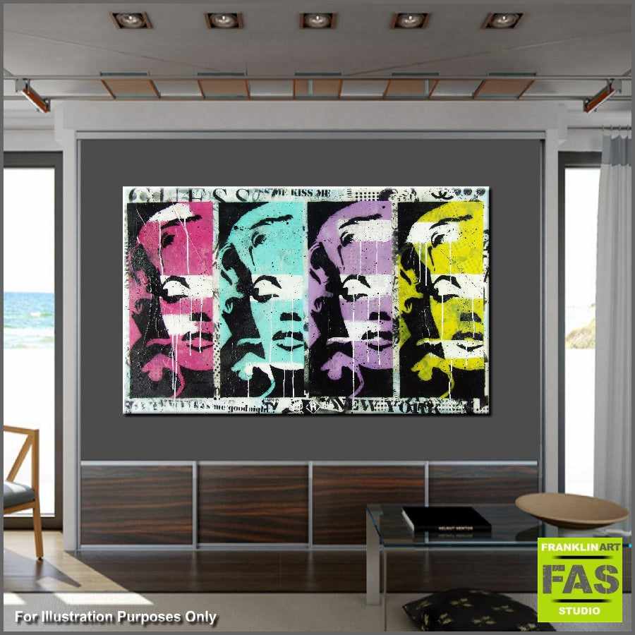 Vintage Urban Pop Colorful Marilyn Monroe Canvas Wall Art - Retro Home Decor for Living Room, Bedroom & Office