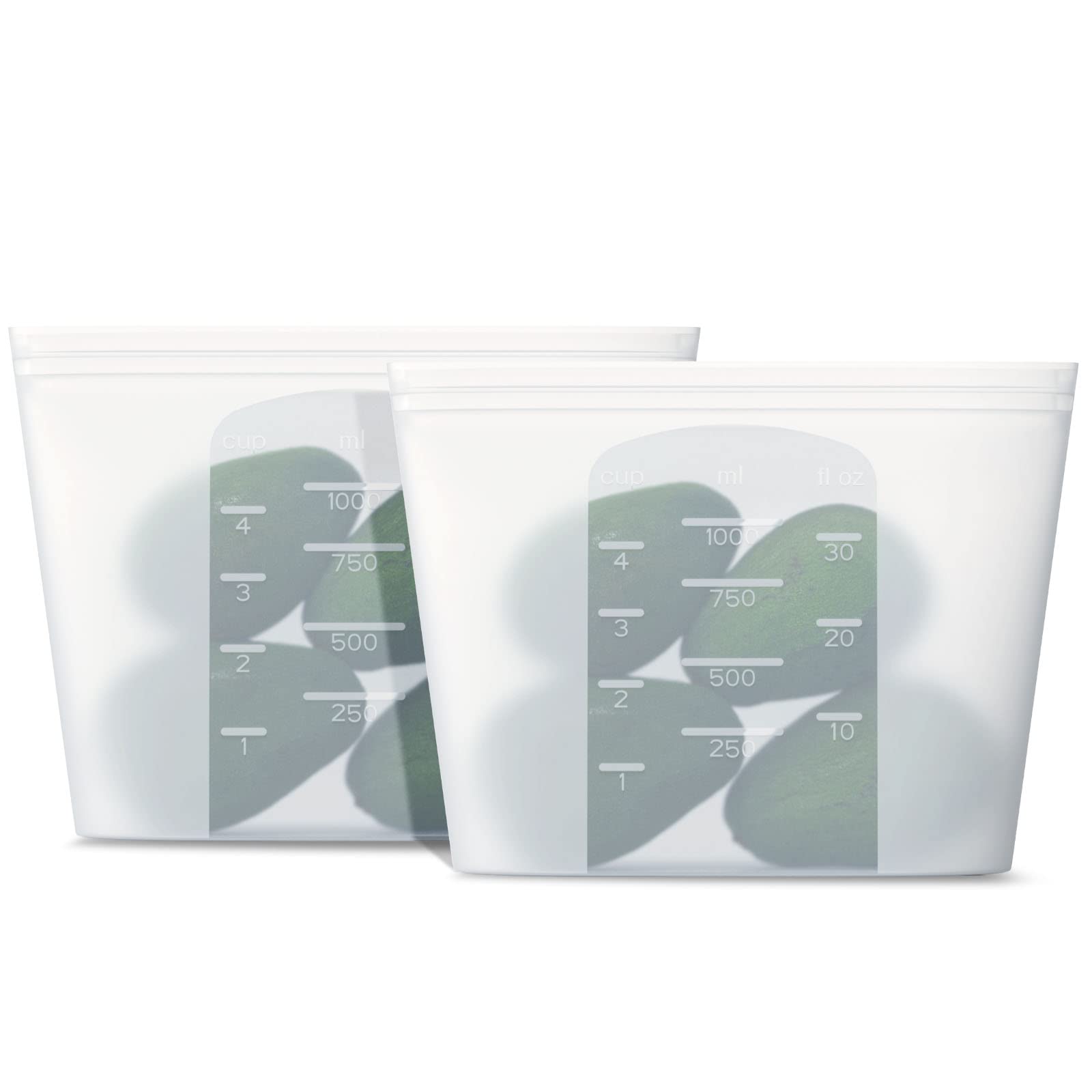 Eco-Friendly Reusable Silicone Food Storage Bags - Microwave, Oven, Fridge & Freezer Safe - Airtight Zip Seal for Sous Vide & Meal Prep (2 Pack, 32oz/1000ml) - Perfect for Kitchen, Camping & On-the-Go Snacks