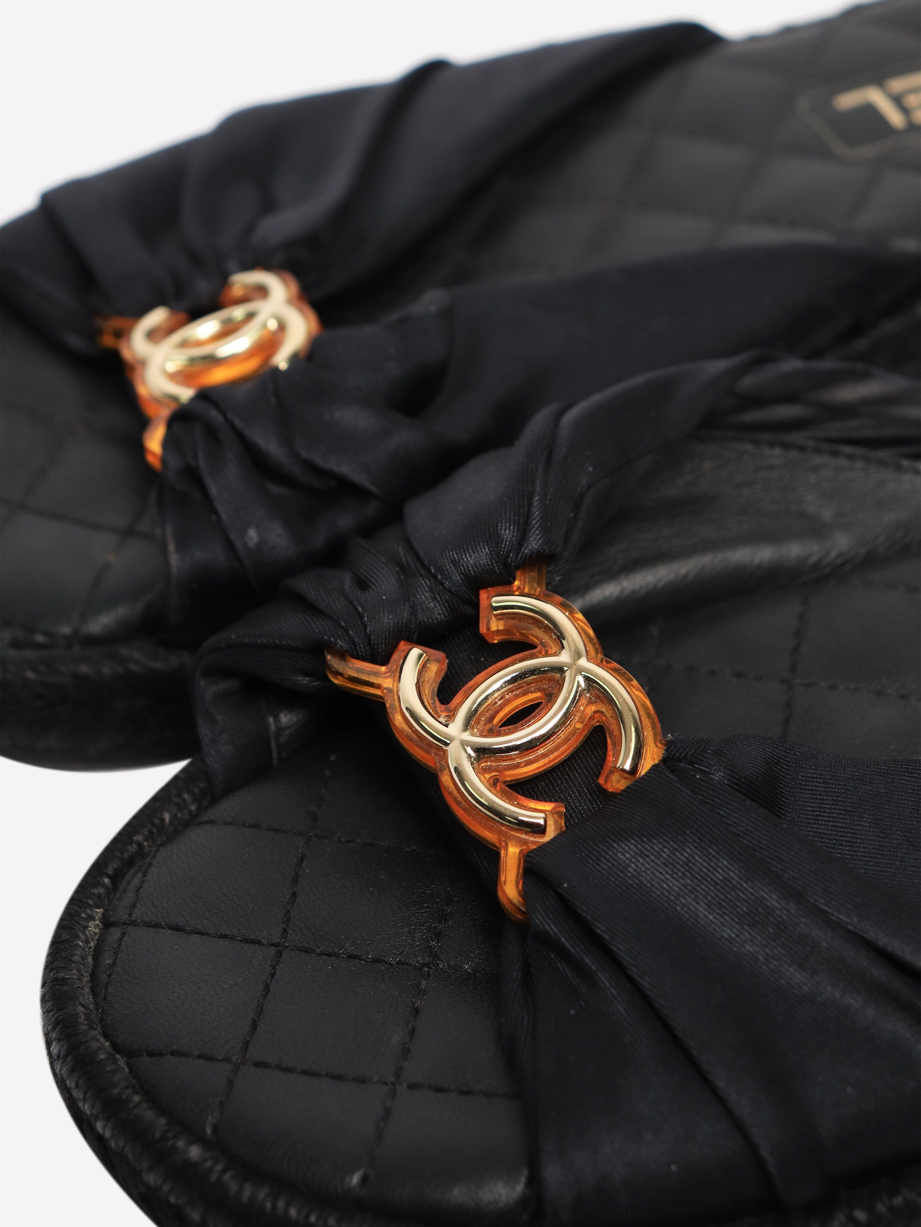 Black Satin CC Sandals for Women - Size EU 40 (US 9.5) - Elegant Party Shoes for Weddings, Evening Events & Special Occasions