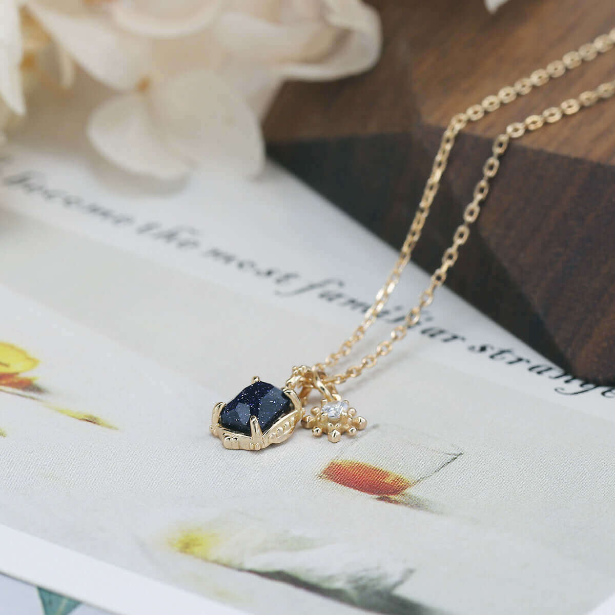 Make A Wish Amethyst Peridot Sandstone Pendant Necklace with Snowflake Charm | HD154 | Elegant Jewelry Gift for Women, Birthday, Christmas & Special Occasions
