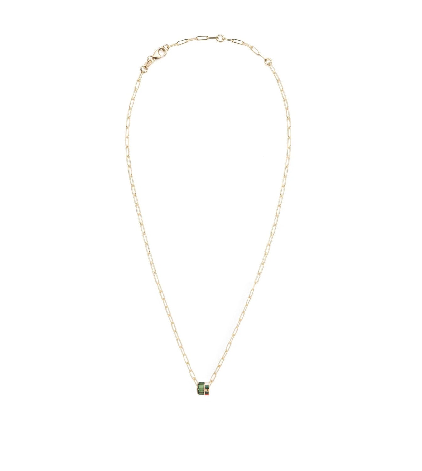 Exquisite Tsavorite Heartbeat Necklace - Internal Compass & Baguette Cut Green Garnet Pendant with Super Fine Clip Chain | Perfect for Date Nights, Anniversaries & Special Occasions