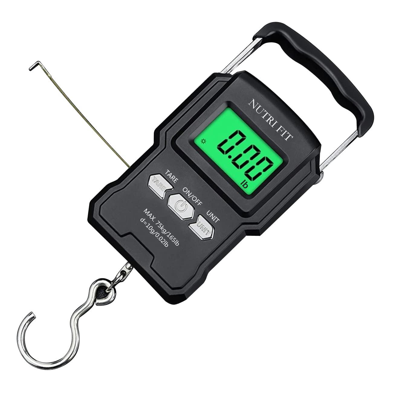 **Digital Luggage Scale with Hook - 165lb/75kg Portable Handheld Suitcase Weigher & Fish Scale - Includes Measuring Tape for Travel, Fishing, Hunting, Camping & Outdoor Adventures**