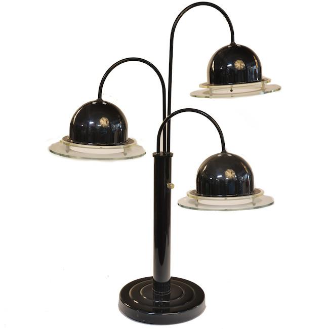 Vintage Black '80s Triple Bulb Table Lamp - Retro Home Office & Bedroom Lighting for Study, Reading & Decor