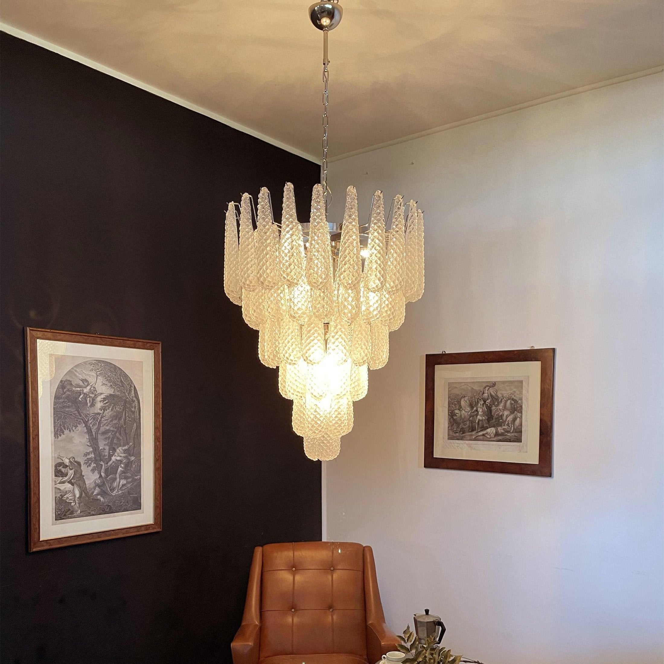 Murano Glass Water Drop Chandelier - Elegant Handcrafted Venetian Lighting for Dining Room, Bedroom & Entryway
