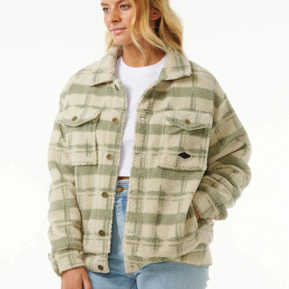 Rip Curl Women's Sunrise Session Sherpa Jacket - Cozy Fleece Winter Coat for Outdoor Activities & Casual Wear - Perfect for Hiking, Camping & Everyday Fashion