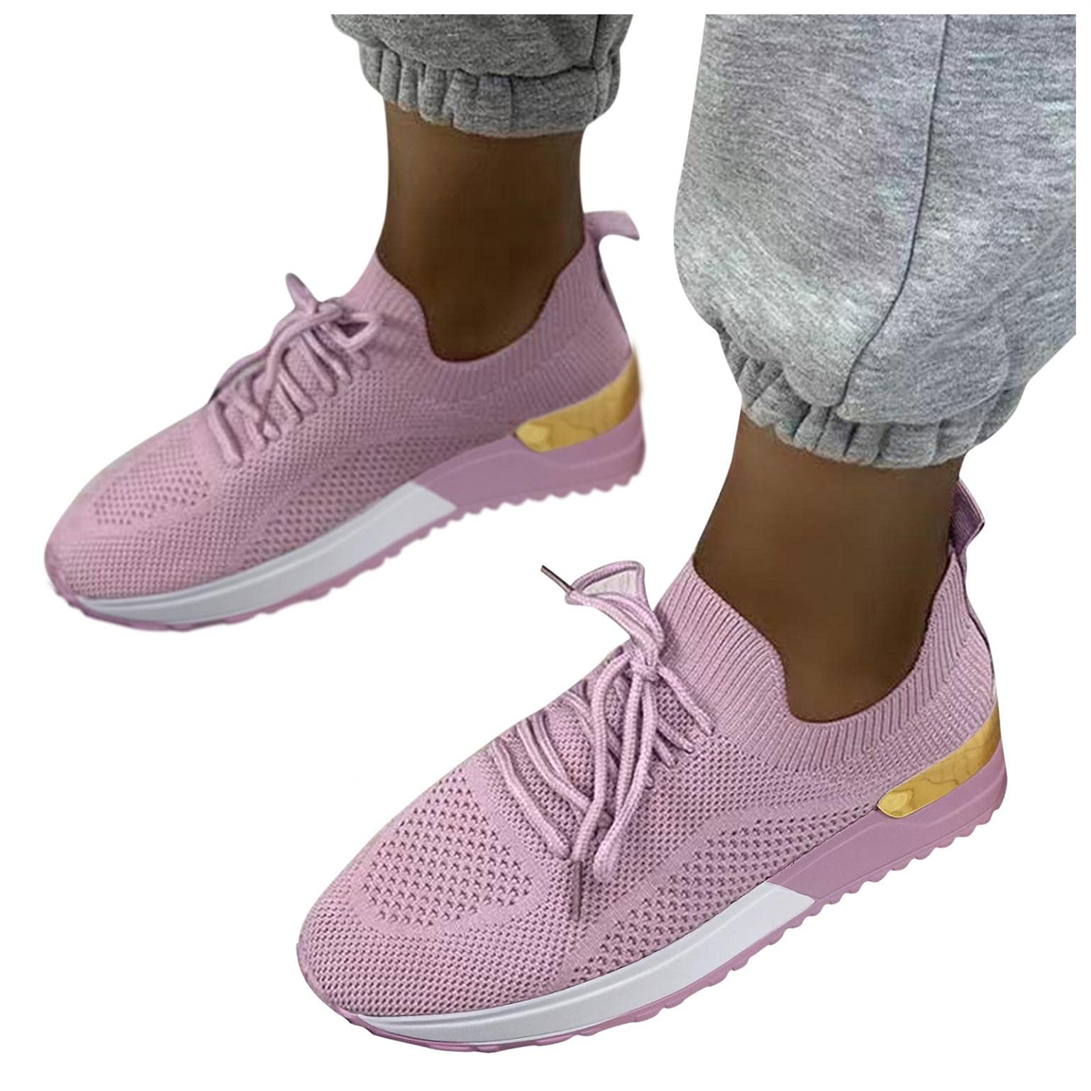 Women's Fashion Sneakers with Letter Pattern - Slip On Wedge Loafers for Casual Walking & Sports | Comfortable Women's Shoes for Everyday Wear, Gym, and Outdoor Activities