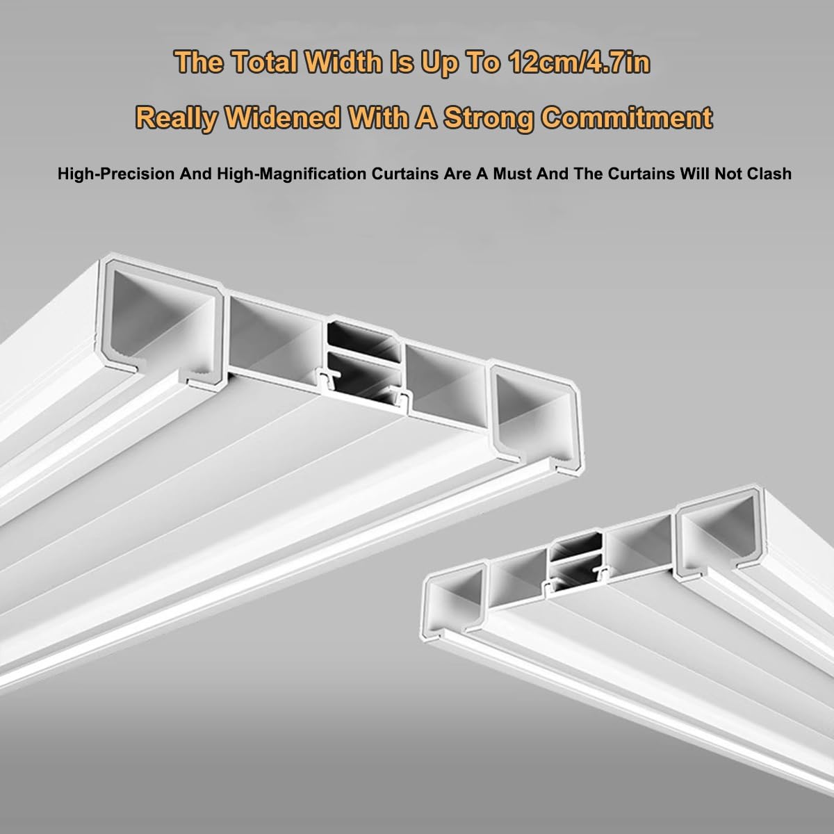 Heavy Duty Silent Double Curtain Track - Ceiling Mount Aluminum Rails 3.3FT to 26.2FT for Living Room, Bedroom & Room Divider - White (7.4M/24.3FT) - Perfect for Noise Reduction & Smooth Gliding in Home & Office Spaces