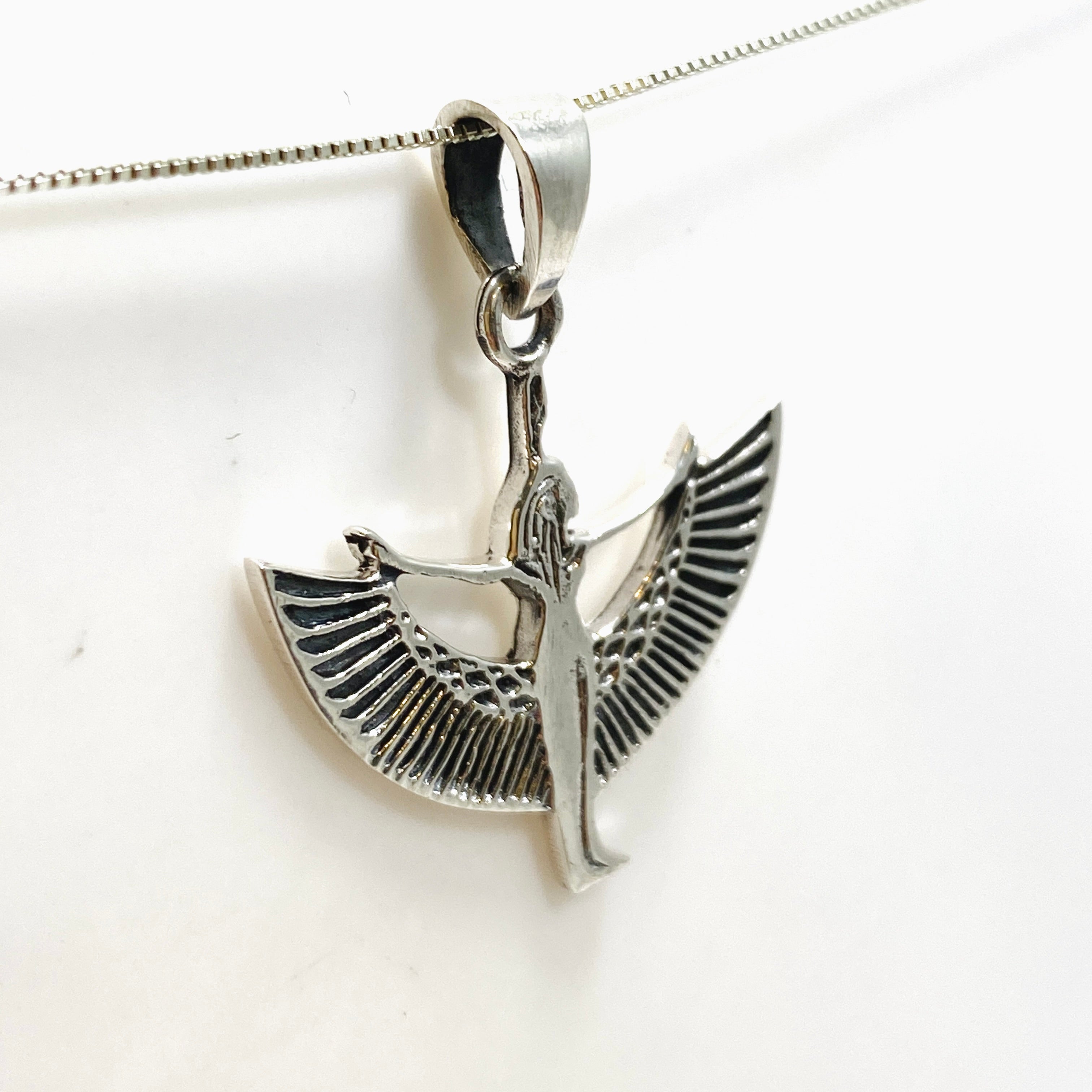 925 Sterling Silver Goddess Isis Pendant Necklace - Ancient Egyptian Jewelry for Women - Perfect for Spiritual Gifts, Meditation & Boho Fashion