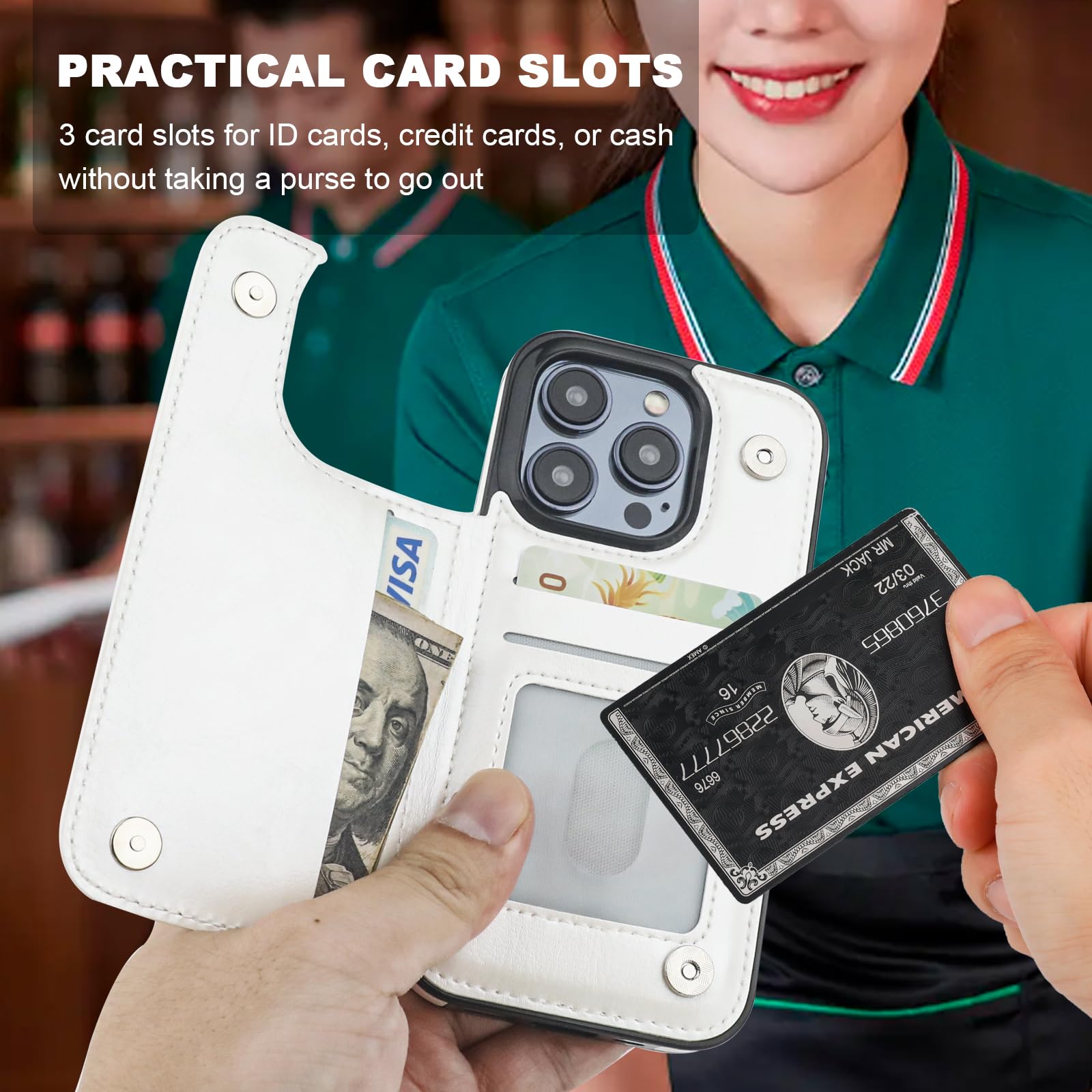 Premium 360° Rotating Ring Kickstand Wallet Case for iPhone 15 Pro (6.1