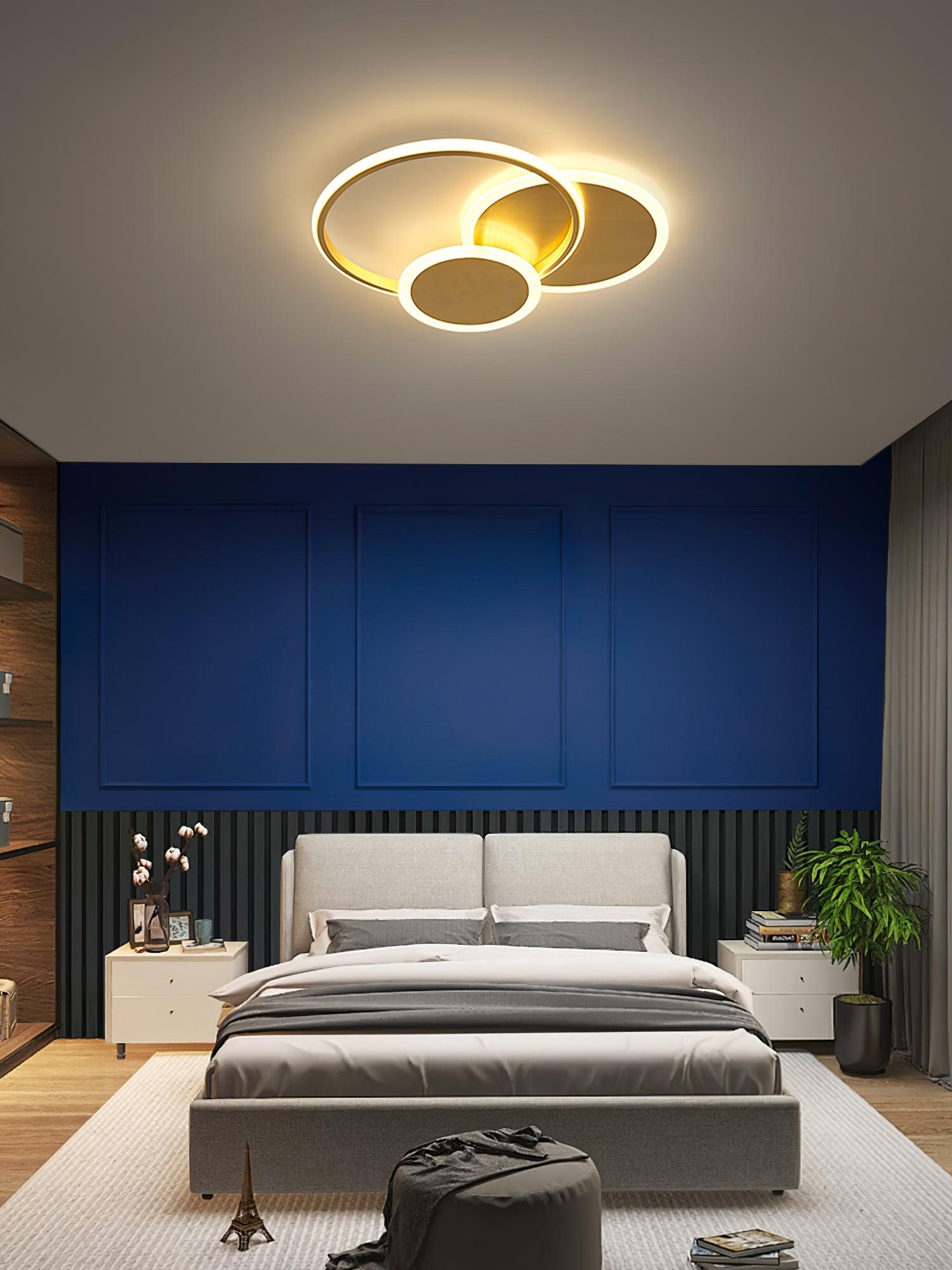 Modern Circles LED Ceiling Light Fixture - Energy Efficient Dimmable Flush Mount Lighting for Bedroom, Living Room & Kitchen - Home & Office Interior Design