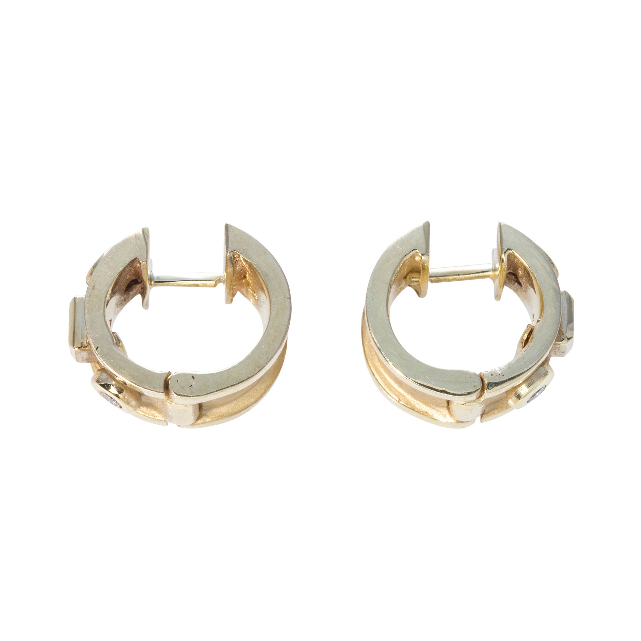 14K Yellow Gold Huggie Hoop Earrings for Women - Minimalist Diamond Studded Huggies - Perfect for Everyday Wear, Parties & Gifting
