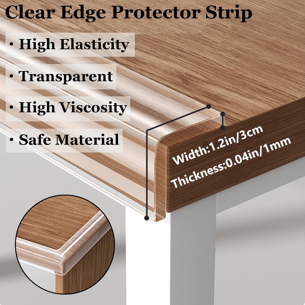 Baby Safety Edge Protectors - Clear Corner Guards for Furniture (1.2in x 9.84ft) | Child Proof Bumpers for Sharp Table Edges, Cabinets & Counters | Home Baby Proofing Essential for Toddlers & Crawling Infants