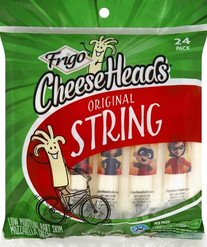 Frigo Cheese Heads String Cheese Snacks - 24 Count Pack | Low-Moisture Mozzarella Cheese Sticks | Perfect for Lunchboxes, Keto Diets & On-the-Go Snacking