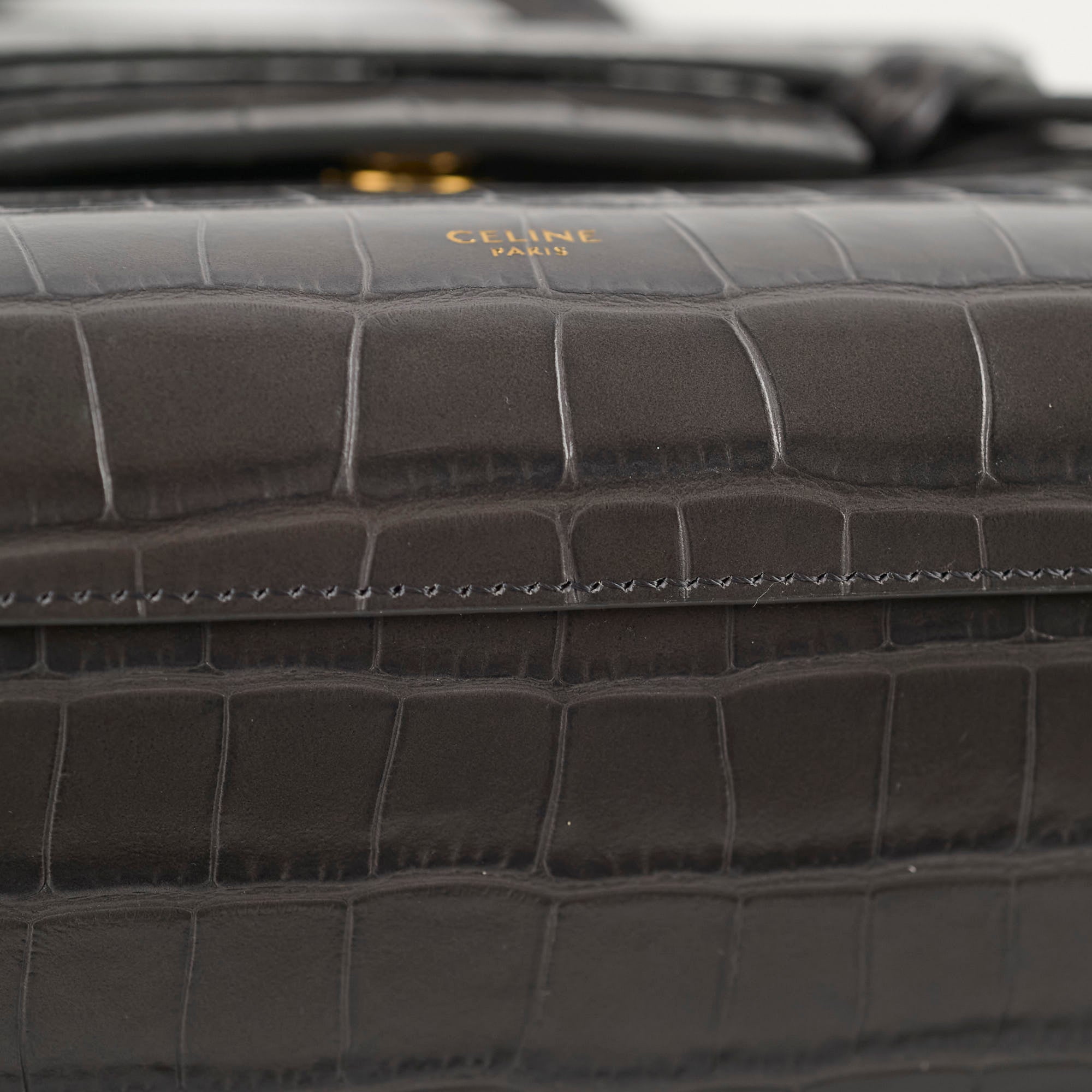 Celine Nano Belt Bag Crocodile Embossed Leather Crossbody Bag in Dark Grey | Luxury Designer Handbag for Women, Perfect for Work, Travel & Everyday Use