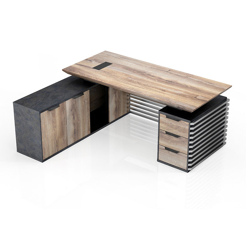 PHOENIX Executive L-Shaped Desk with Left Return 1.8M (70.8 Inches) - Warm Oak & Black Finish - Modern Home Office Furniture for Professionals & Remote Workers