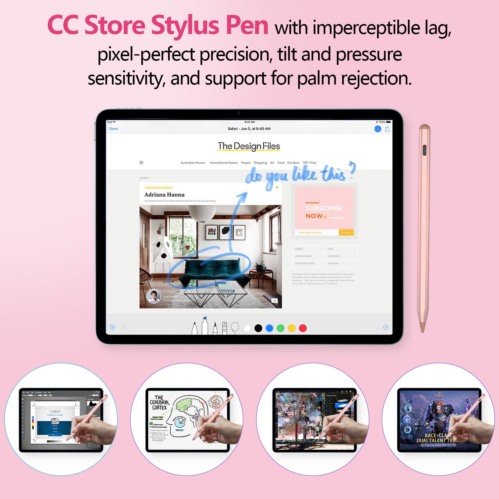 Premium iPad Pencil Stylus - Compatible with iPad 2018-2022, iPad 10/9/8/7/6th Gen, Air 5/4/3, Pro 11/12.9