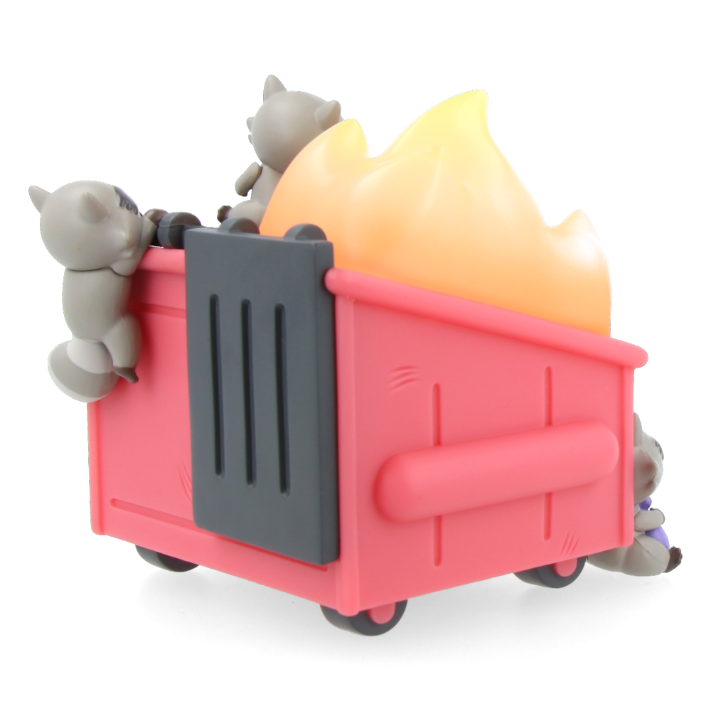 Funny Dumpster Fire & Trash Panda Vinyl Figures - Cute Raccoon Collectible for Desk Decor, Gag Gifts & Pop Culture Fans