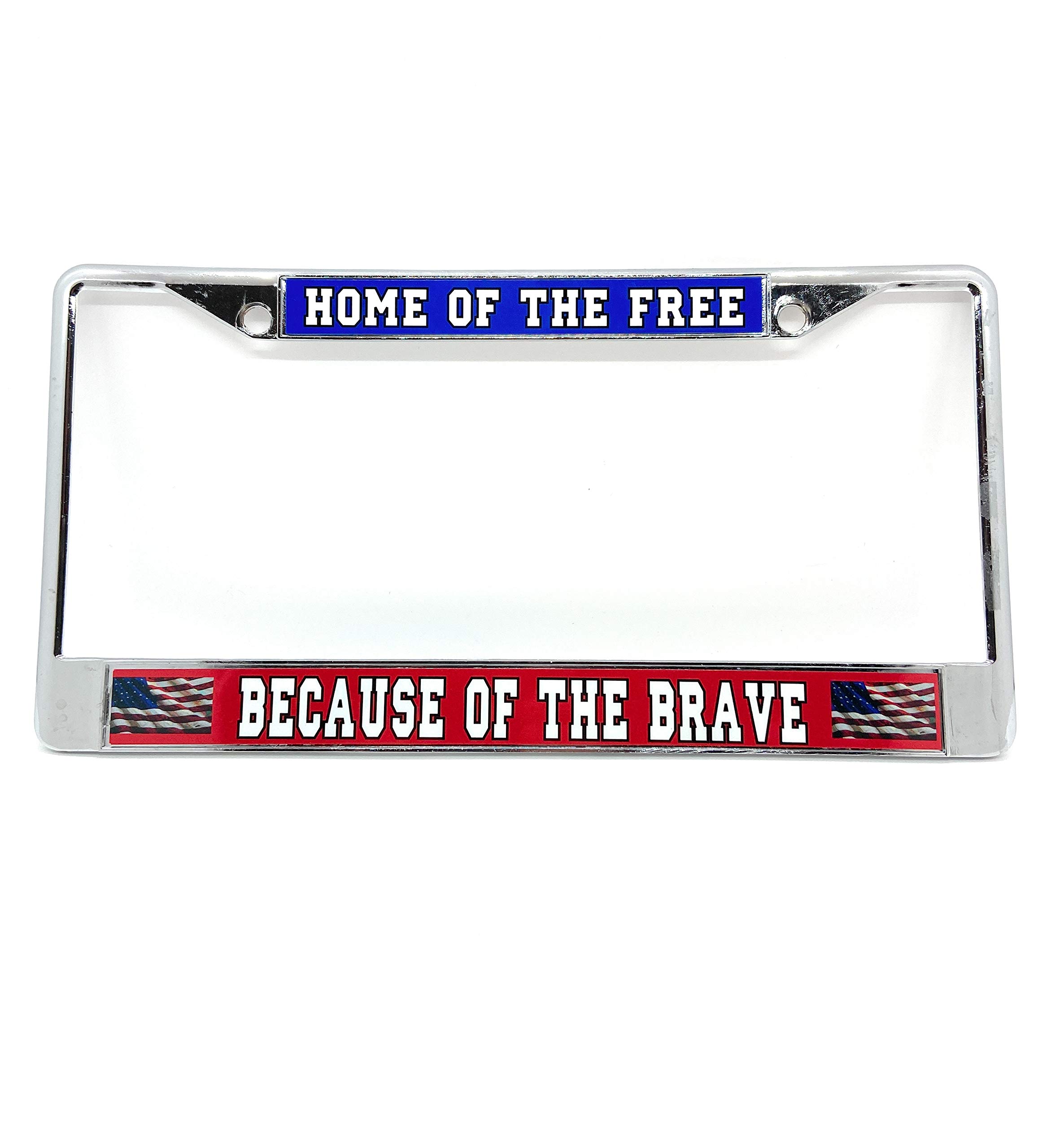 Home of The Free Chrome License Plate Frame - Durable & Stylish Car Accessory for American Pride - Perfect for Trucks, SUVs & Classic Cars