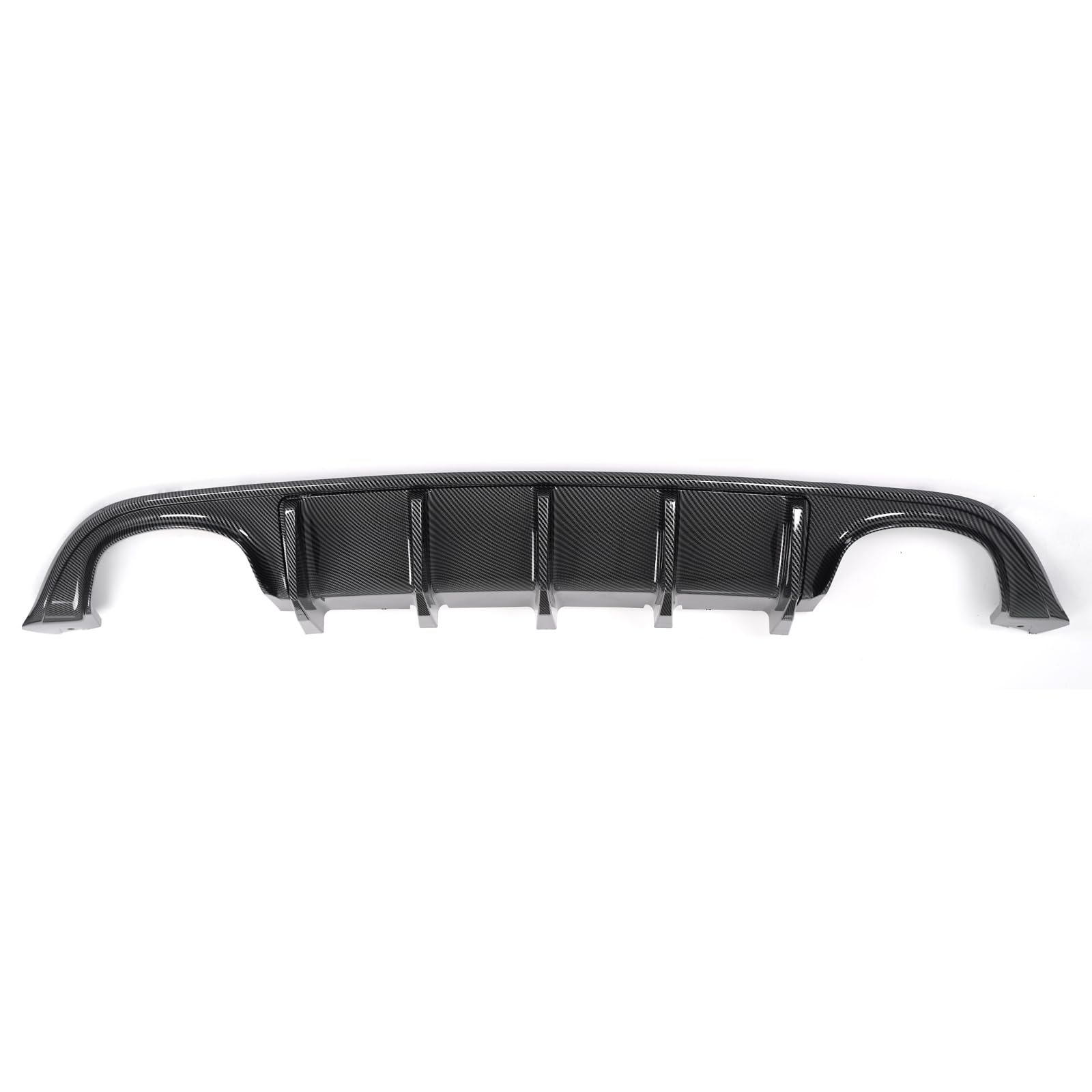 **FREEMOTOR802 Carbon Fiber Rear Bumper Diffuser Lip Shark Fins for 2015-2023 Dodge Charger Quad Exhaust - IKON V1 Style PP Material (2PCS) - Upgrade Your Ride with Sporty Look**    *(Perfect for car enthusiasts looking to enhance their Dodge Charger's rear styling with a sleek, aggressive carbon fiber design.)*