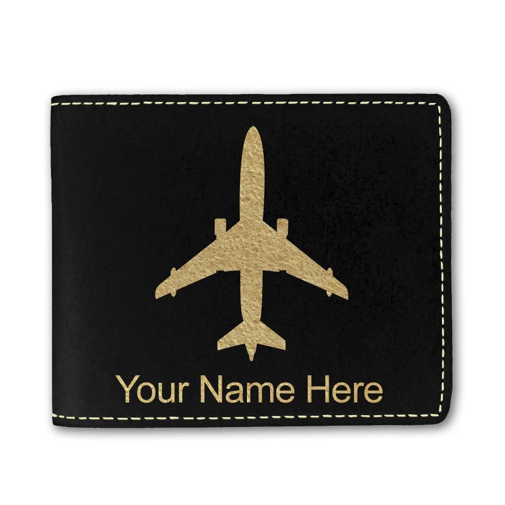 Personalized Engraved Faux Leather Wallet - Jet Airplane Design for Men & Women | Perfect Travel & Everyday Carry Accessory
