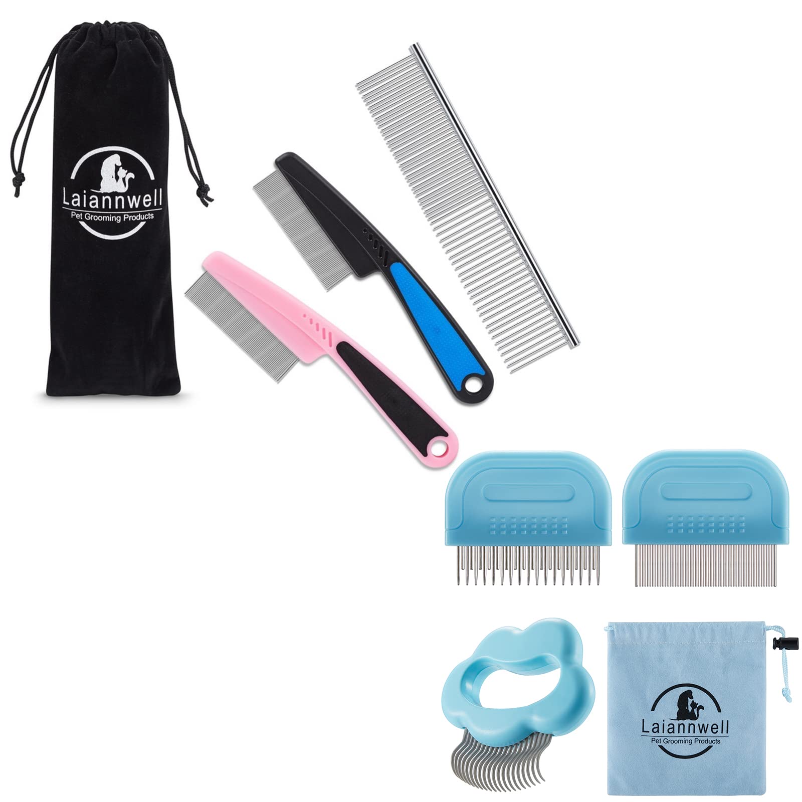 Laiannwell Cat Comb - Pet Grooming Brush for Hair Removal & Massage, Detangles Matted Fur for Cats, Dogs & Rabbits | Perfect for Long & Short Hair | Home Grooming & Professional Use