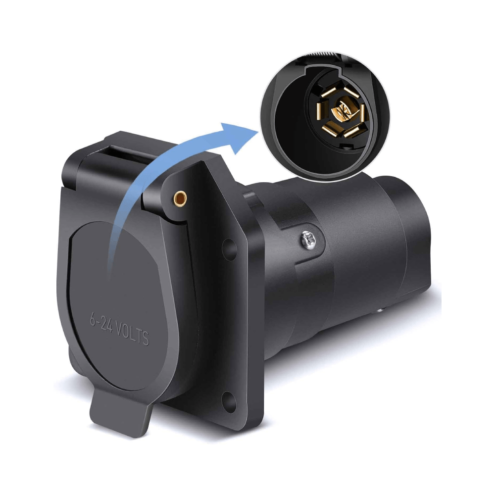 7 Pin Male Trailer Round RV Blade Connector Socket - Heavy Duty Towing Electrical Plug for Boat, Camper & Utility Trailers - Perfect for Road Trips & Outdoor Adventures