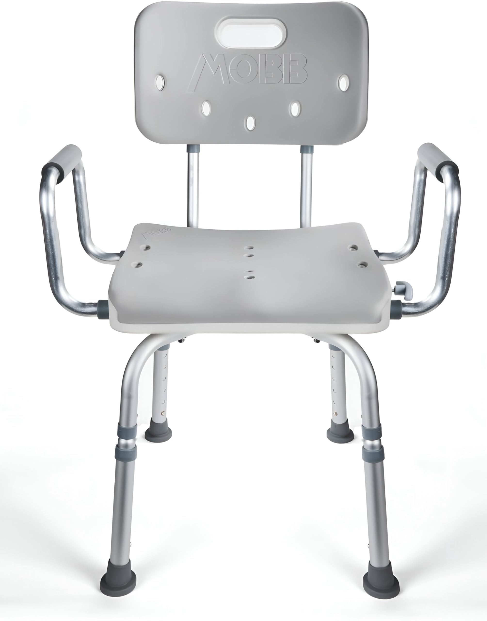 MOBB Premium 360° Swivel Shower Chair with Backrest - Adjustable Height Bath Bench with Locking Mechanism, Padded Armrests - 300 lbs Weight Capacity - Ideal for Elderly, Disabled & Post-Surgery Bathroom Safety