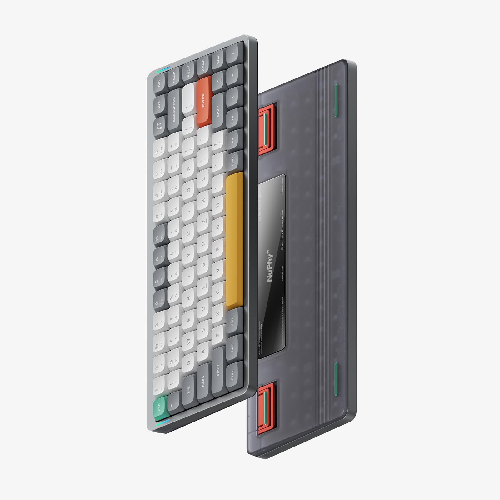 Nuphy Air75 V2 75% Wireless Mechanical Keyboard - Bluetooth/2.4G/USB-C RGB Backlit, Compatible with Windows/Mac/Linux, Grey with Gateron Wisteria Switch - Perfect for Office, Gaming & Travel