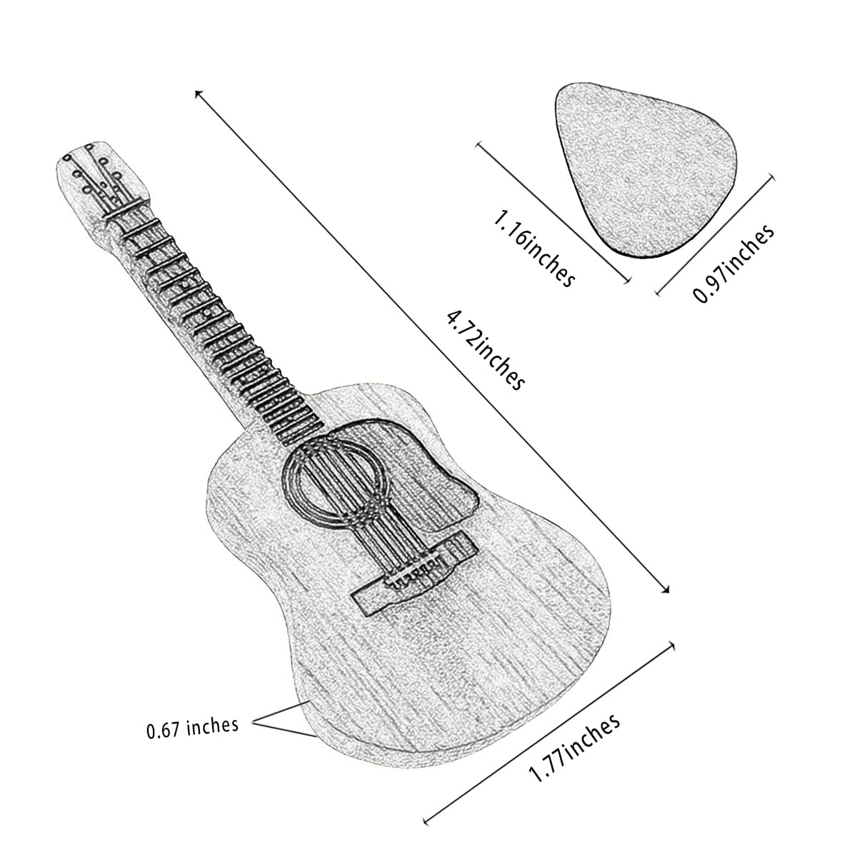 Wooden Guitar Pick Box with Stand - 3 Unique Engraved Guitar Picks, Mini Storage Case for Guitarists & Musicians, Acoustic/Electric Bass/Ukulele Plectrum Holder - Perfect Gift for Music Lovers & Home Studio Organization