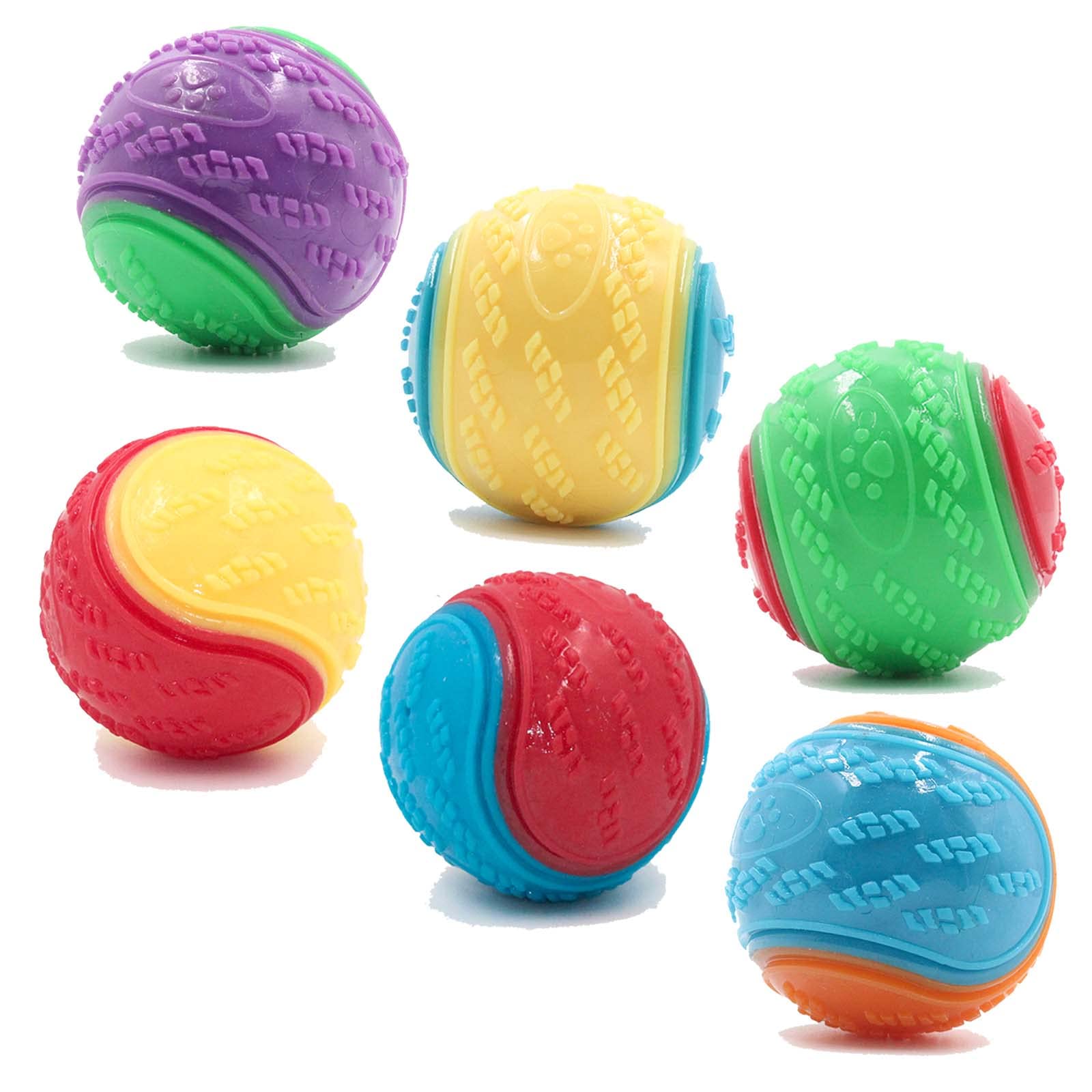 6Pcs Squeaky Dog Ball Toys - Teeth Cleaning & Chew Toys for Puppies, Interactive Pet Training Balls for Dogs - Perfect for Playtime, Training & Dental Health