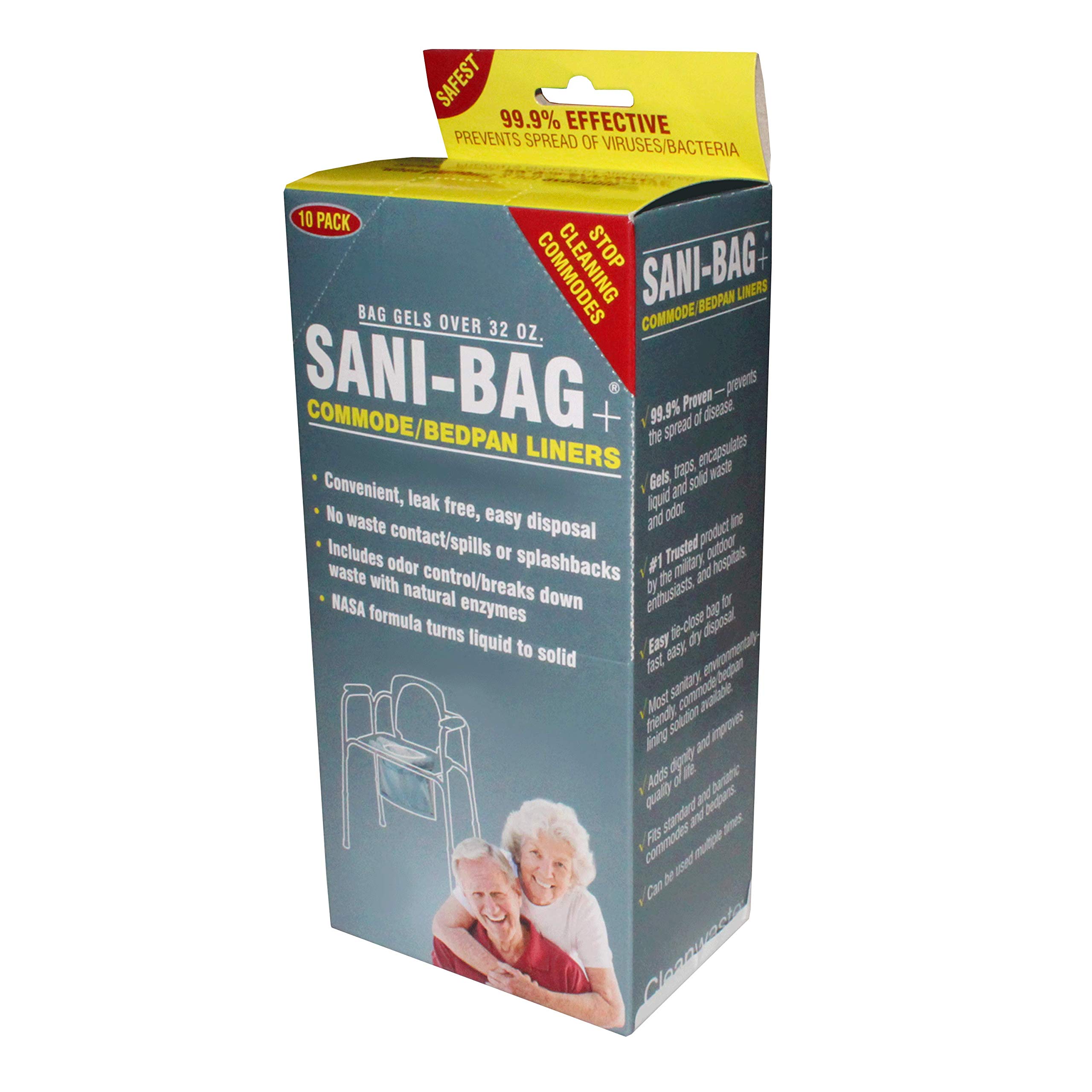 Cleanwaste Sani-Bags Disposable Commode Waste Bags - Portable Toilet Liners for Camping, Travel & Home Use - Odor Control & Leak-Proof Design