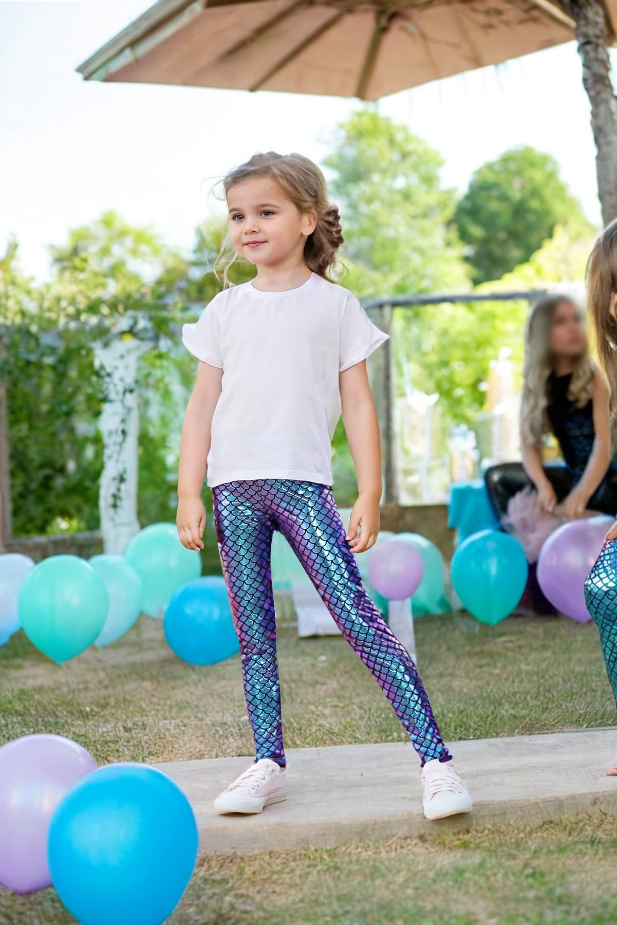 **YgneeDom Girls Mermaid Leggings - Shiny Metallic Scale Pants for Kids, Halloween Costume, Dance Party & Dress Up Play**    *(Perfect for Halloween, Dance Performances, Birthday Parties, Themed Events & Pretend Play!)*
