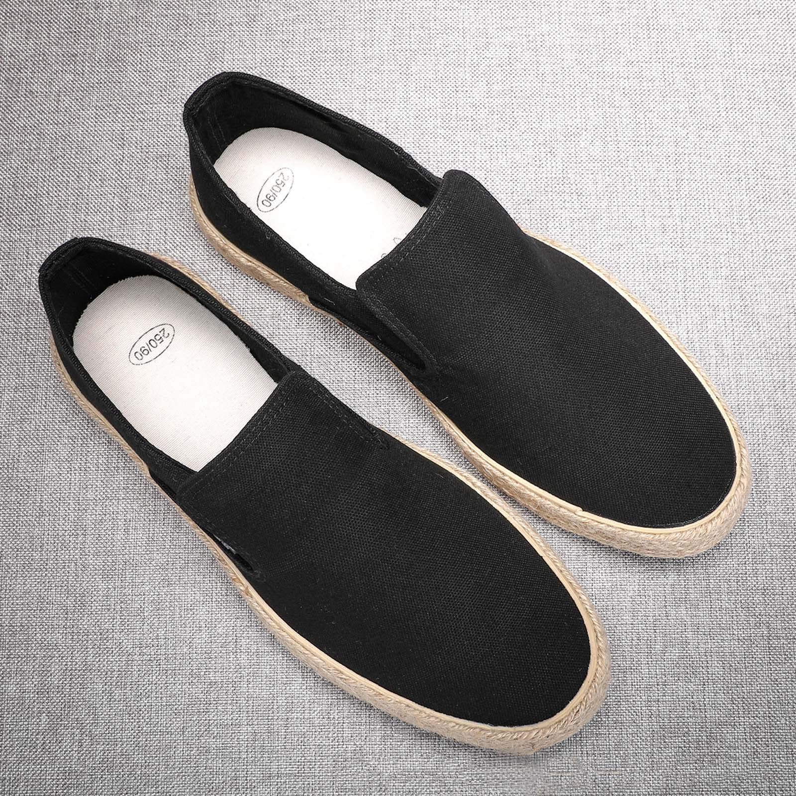 Men's Canvas Espadrille Shoes - Comfortable Slip-On Closed Toe Flat Espadrilles for Casual Wear & Walking | Breathable Cloth Sneakers for Summer, Beach, Vacation & Everyday Use