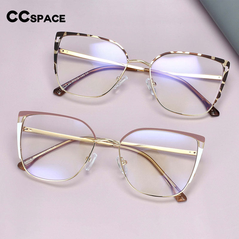 CCspace Women's Full Rim Square Cat Eye Titanium Eyeglasses Frame 54427 - Lightweight & Durable for Work, Reading & Fashion