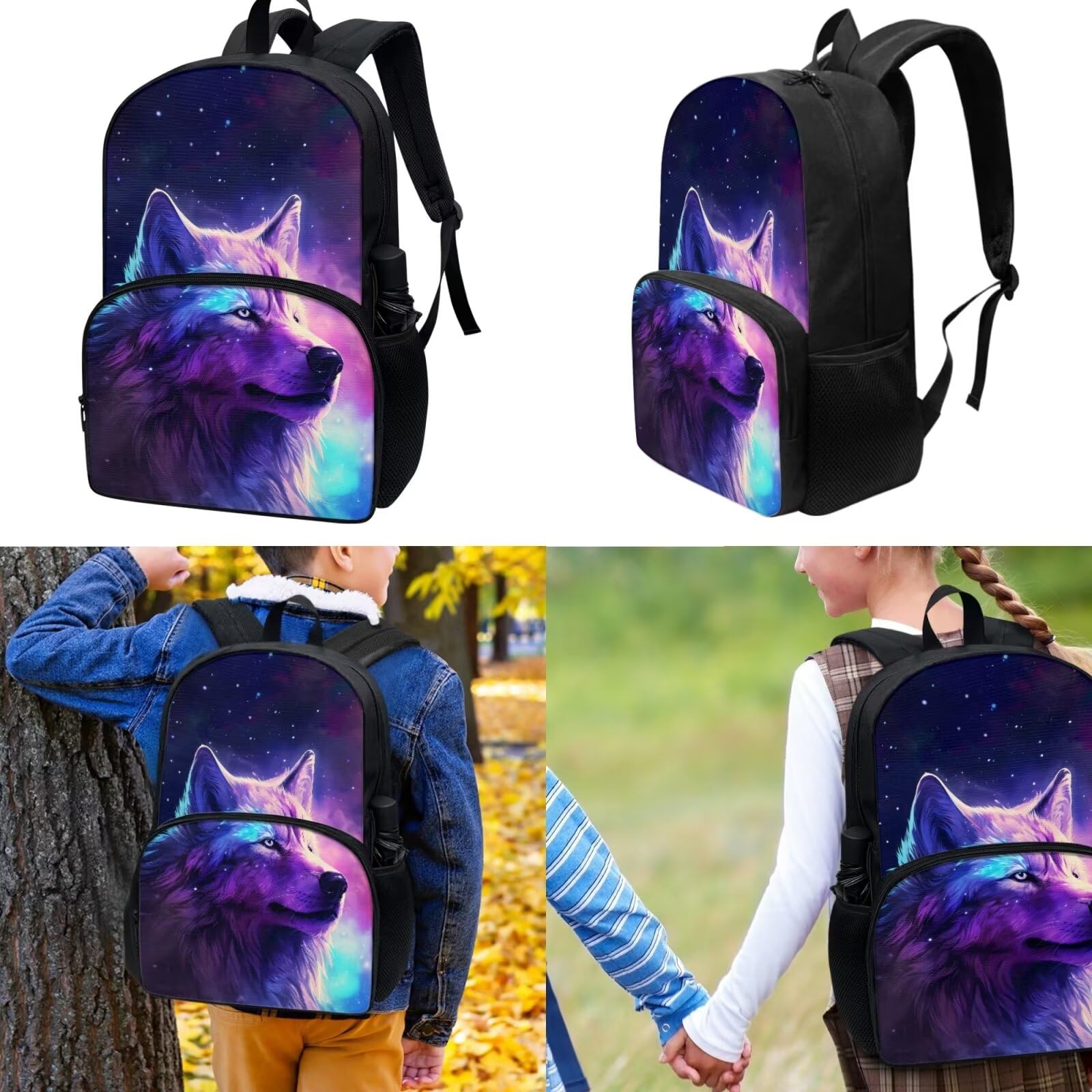 **Galaxy Themed Backpack Set for Kids - 6-8 Years Boys & Girls School Backpack with Lunch Box, Pencil Case & Water Bottle (4-Piece Set) - Perfect for Elementary & Middle School Students, Daily Use & Outdoor Adventures**