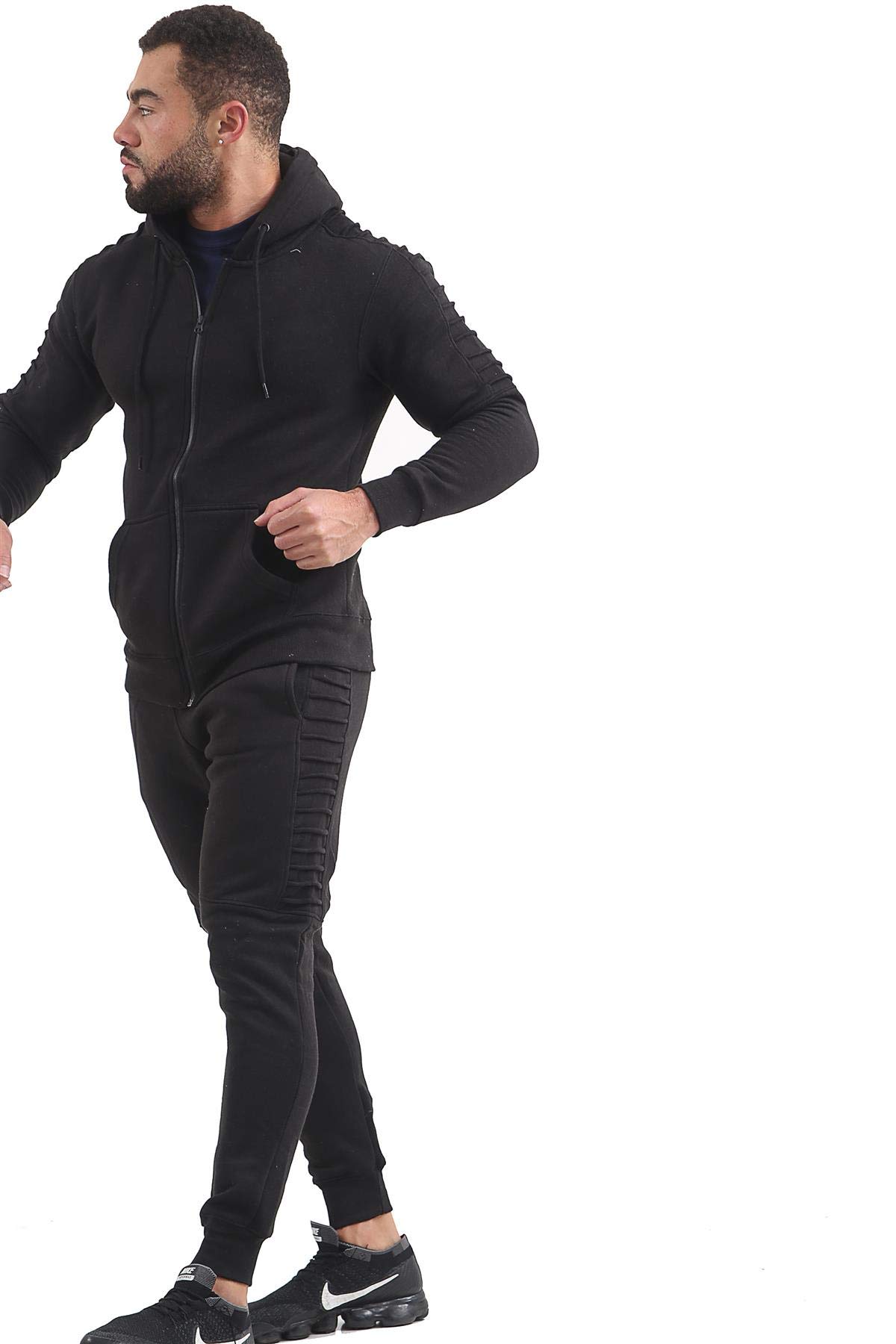 Men's Fleece Tracksuit Set with Full Sleeve Zipper Hoodie & Jogger Pants - Comfortable Athletic Sweatsuit for Running, Gym, and Casual Wear