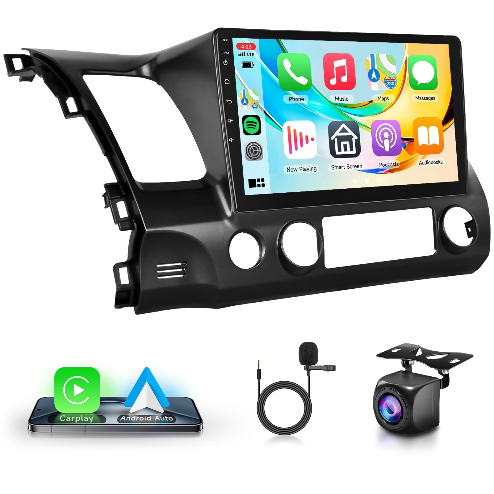 10.1 Inch Android 13 Car Stereo with CarPlay for Honda Civic 2006-2011 | Rimoody Touchscreen GPS Navigation | WiFi Bluetooth FM/RDS | HiFi Sound & SWC | AHD Backup Camera | Perfect for Commuting & Road Trips