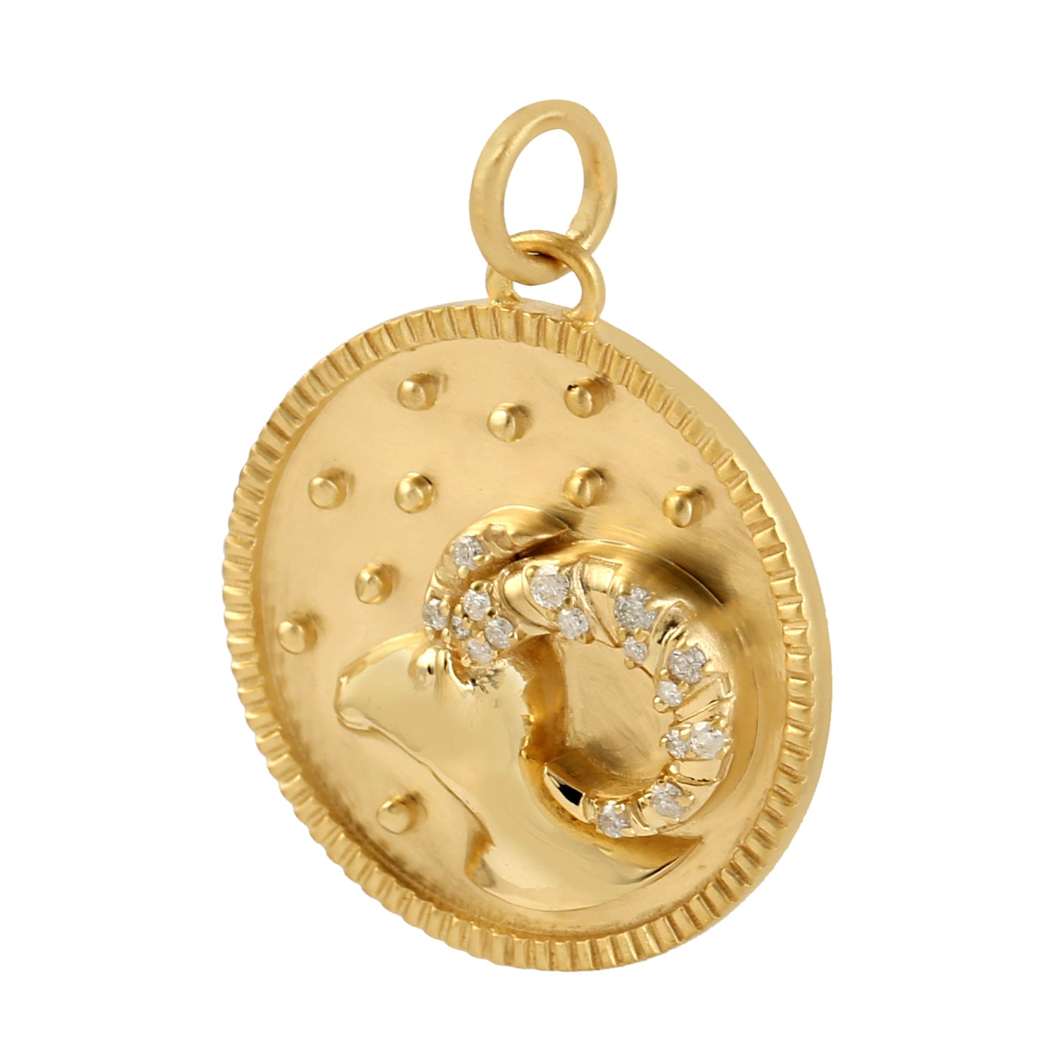 14K Yellow Gold Pave Natural Diamond Aries Zodiac Sign Pendant Necklace - Elegant Zodiac Jewelry Gift for Women, Perfect for Birthdays, Anniversaries & Everyday Wear