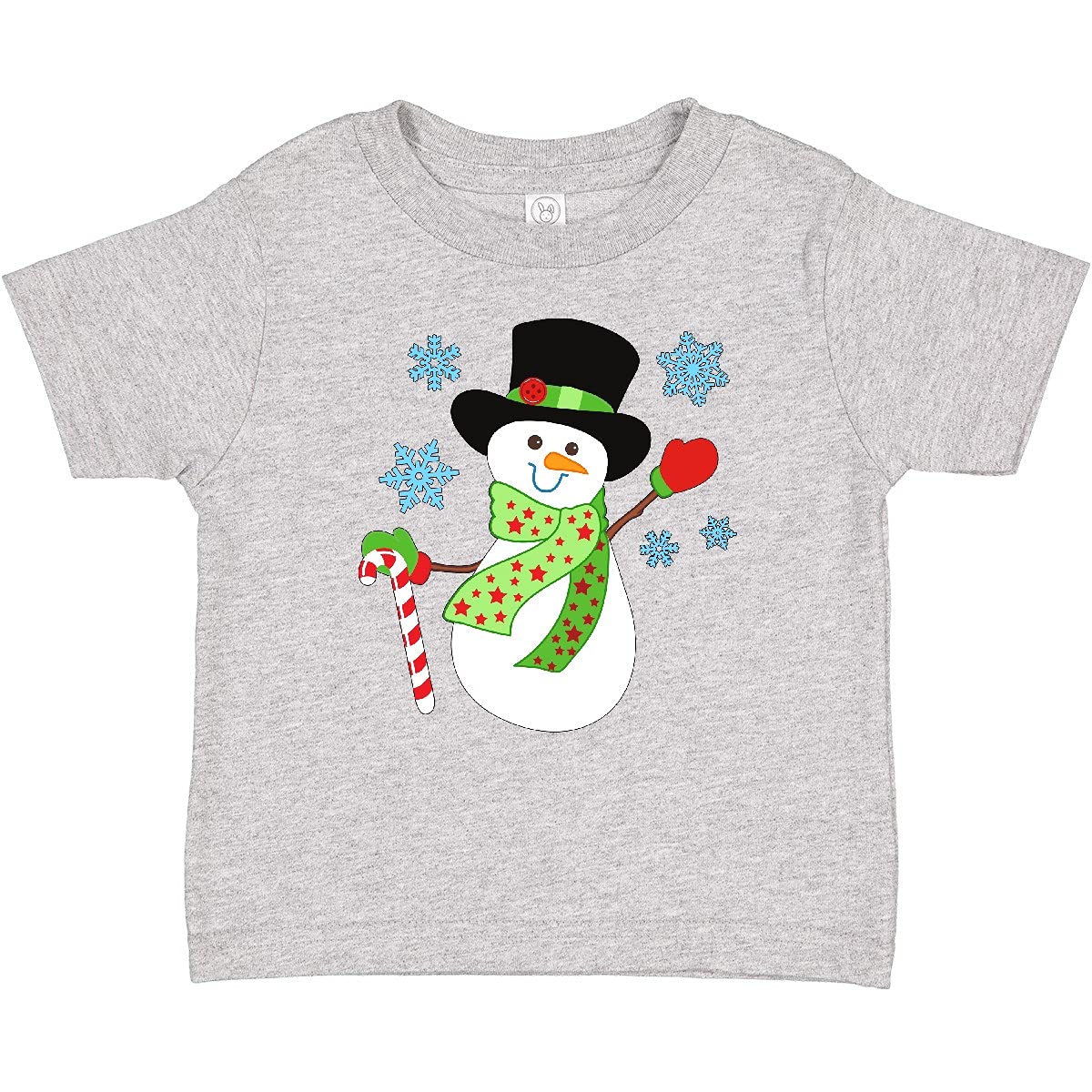 Inktastic Christmas Snowman in Top Hat with Candy Cane Baby T-Shirt - Cute Holiday Outfit for Infants & Toddlers - Perfect for Christmas Photos, Family Gatherings & Festive Celebrations
