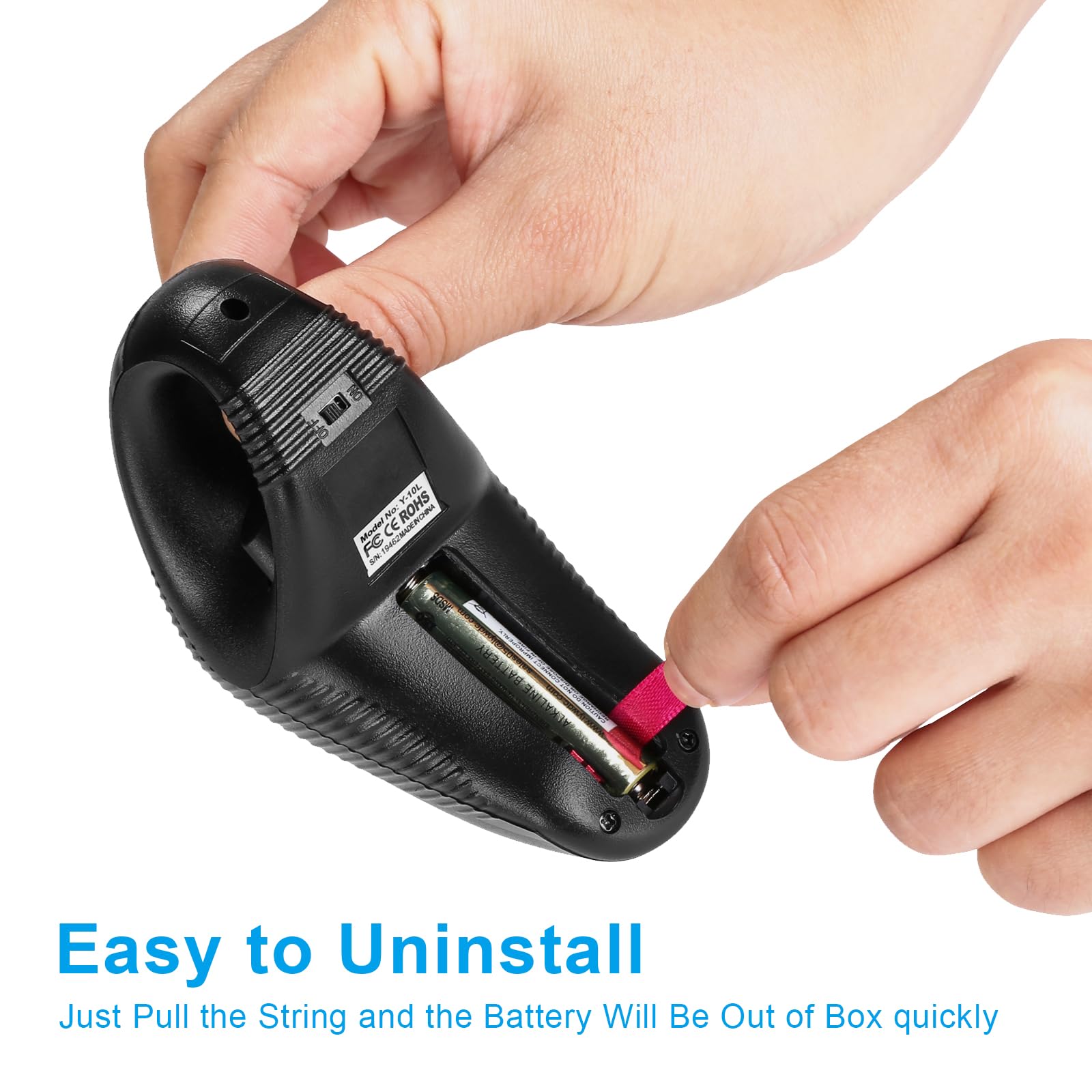 Welspo Wireless USB Handheld Finger Trackball Mouse with Laser Pointer - Ergonomic Black Computer Mouse for Presentations, CAD Design & Office Work