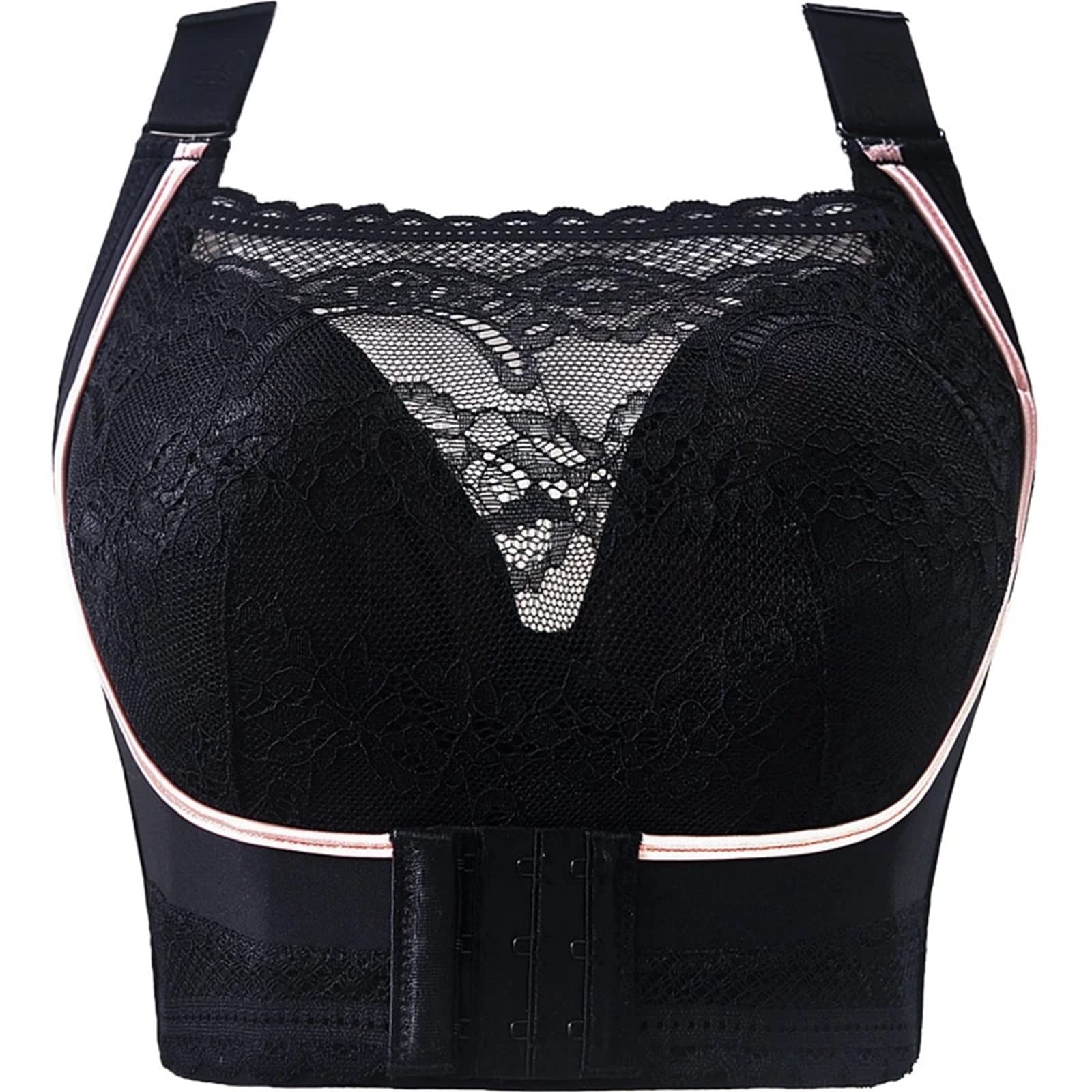 HERIOY Women's Lace Bras Plus Size Comfortable Full Cup No Steel Wire Sexy Push Up Front Buckle Adjustable Underwear for Everyday Wear & Special Occasions (Beige, Size 4.5)