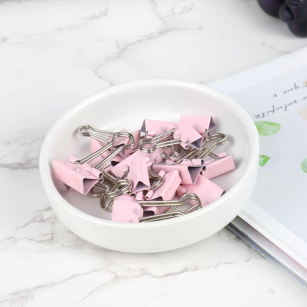 Cute White Ceramic Paper Clip Holder - Round Desk Organizer for Paperclips, Binder Clips & Push Pins | Perfect Office Accessory for Desk Organization & School Supplies