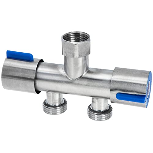 Stainless Steel Washing Machine Tap Shunt Hose Splitter - Water Pipe Adapter & Faucet Connector for Laundry Room, RV, and Outdoor Use